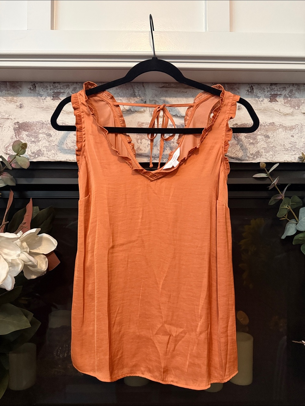 LC Lauren Conrad Ruffle V-Neck Tie-Back Tank Top - Orange